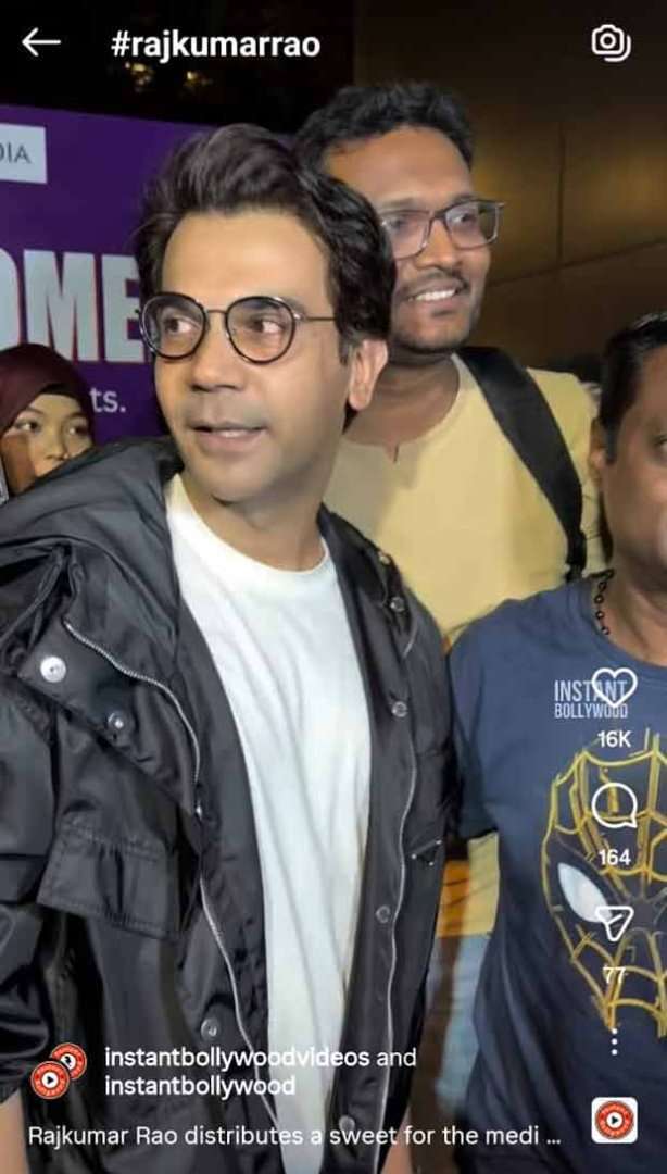 Rajkummar Rao distributes sweets to paparazzi after welcoming baby girl with Patralekhaa : Bollywood News - Bollywood Hungama