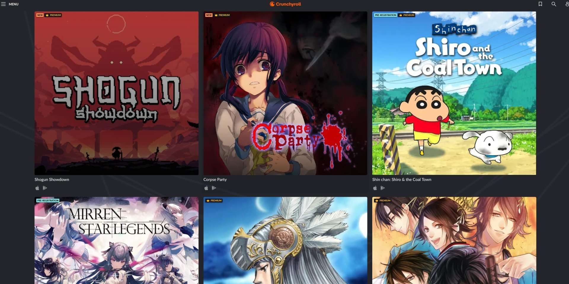 Some of the Cruncyroll games.