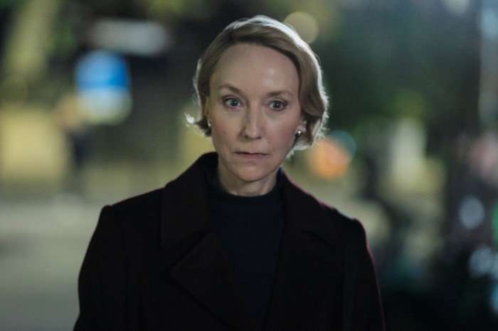 Lia Williams as Gemma Garland in The Capture, wearing all black.