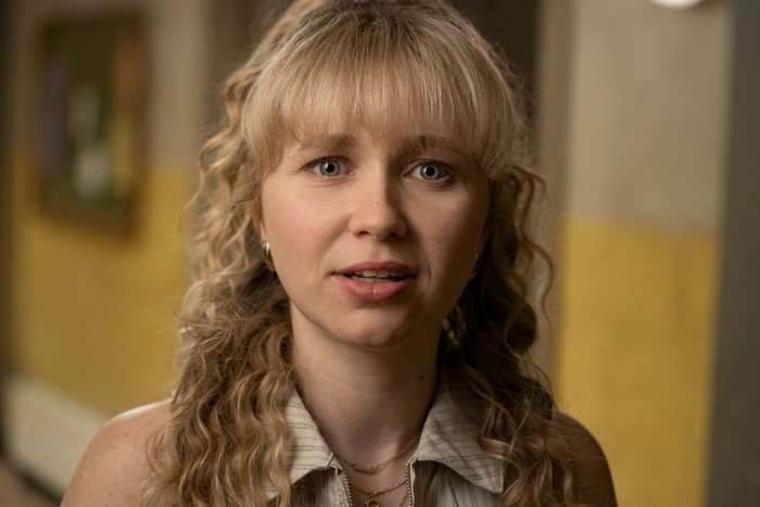 Julie Cullen as Young Joanna in Half Man, looking at the camera.