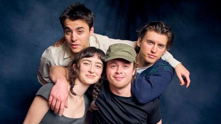 Billy Bryk, Dempsey Bryk, Abby Quinn , Noah Parker of Crash Land in Den of Geek studio at SXSW 2026.