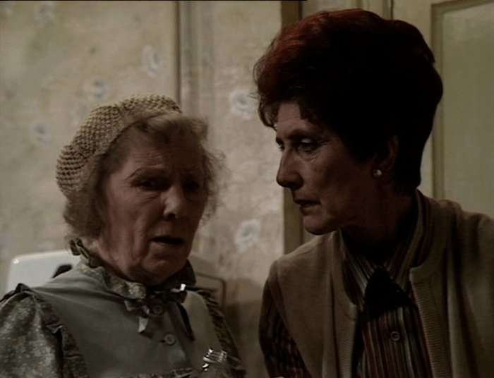 Gretchen Franklin and June Brown as Ethel Skinner and Dot Cotton in a scene from EastEnders.