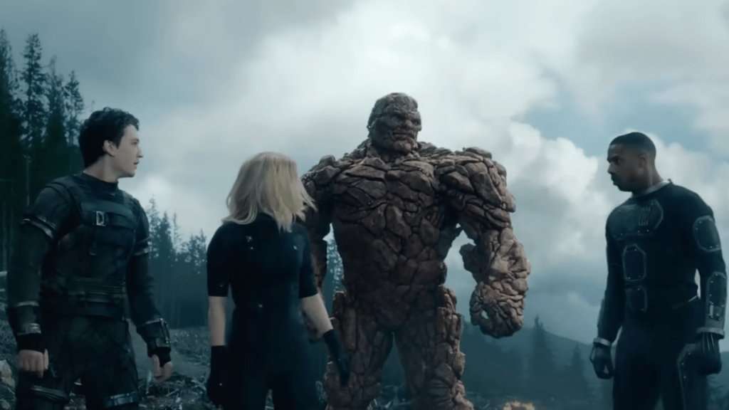 Miles Teller, Kate Mara, Jamie Bell, and Michael B. Jordan in Fantastic Four (2015)