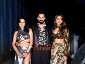 Photos: Ayushmann Khurrana, Sara Ali Khan, Rakul Preet Singh, Wamiqa Gabbi and others snapped during the song shoot of their film Pati Patni Aur Woh Do