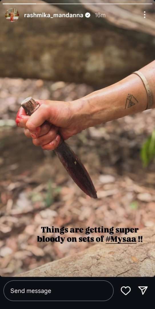 Rashmika Mandanna says &ldquo;Things are getting super bloody&rdquo; on Mysaa sets; actress teases intense new avatar