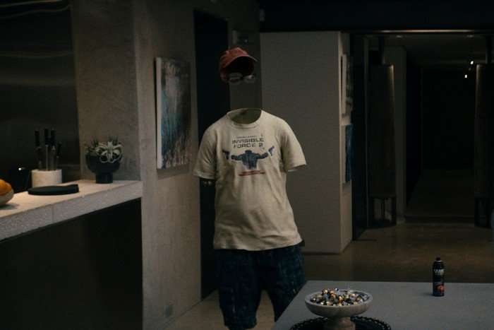 Maverick in The Boys. He is invisible, with just his clothes, including shorts, t-shirt, glasses and a cap, showing.
