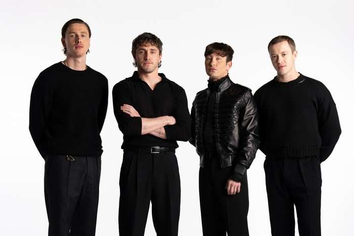 Harris Dickinson, Paul Mescal, Barry Keoghan and Joseph Quinn against a white background