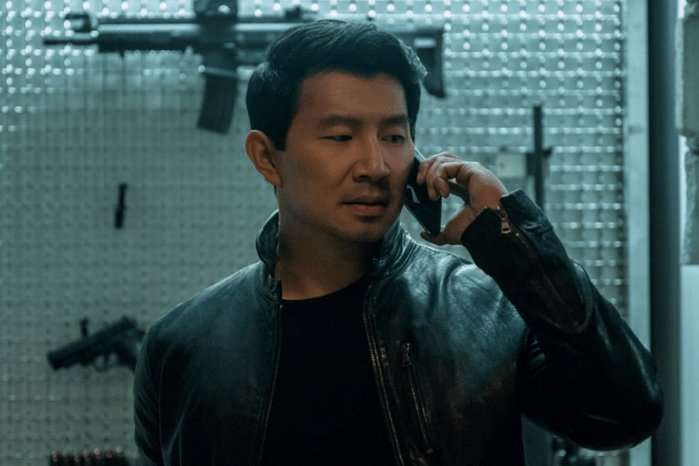 Simu Liu on the phone.