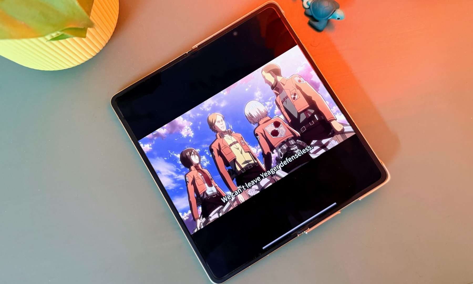 YouTube app on the Honor Magic V6 kept on a table.