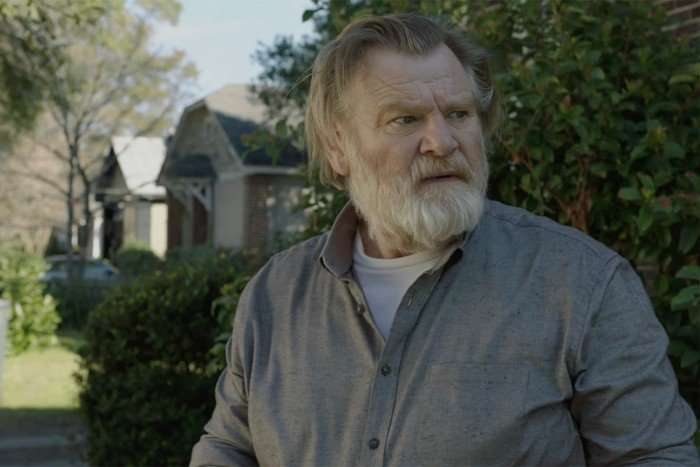 Brendan Gleeson stars in Mr Mercedes; he is looking shocked and concerned at something to his side