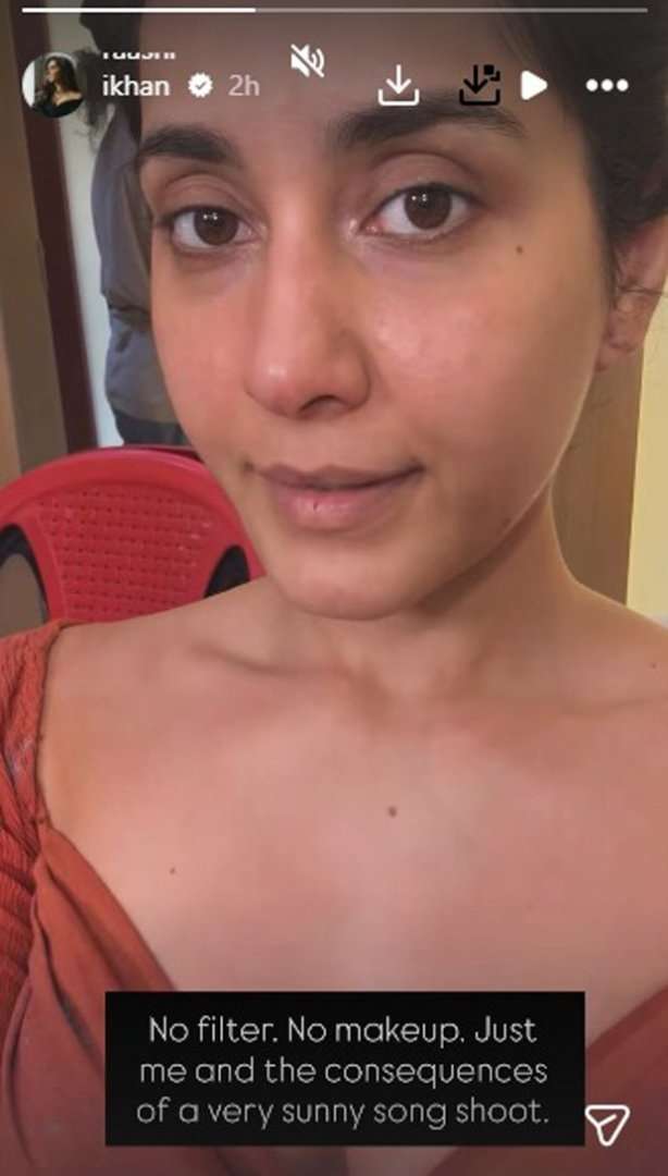 Raashii Khanna shares no-makeup BTS selfie from song shoot of Anees Bazmee’s upcoming film