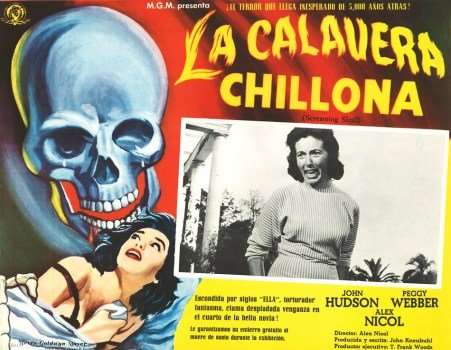 screaming skull mexican lobby card calavera chillona