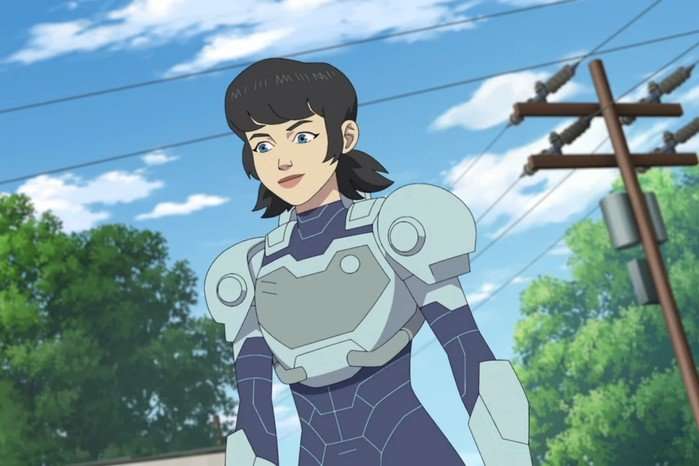 Tech Jacket's face reveal in Invincible season 4, confirming her gender-swap