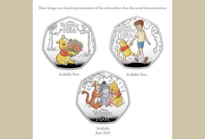 Three new silver Winnie the Pooh coins from The Royal Mint