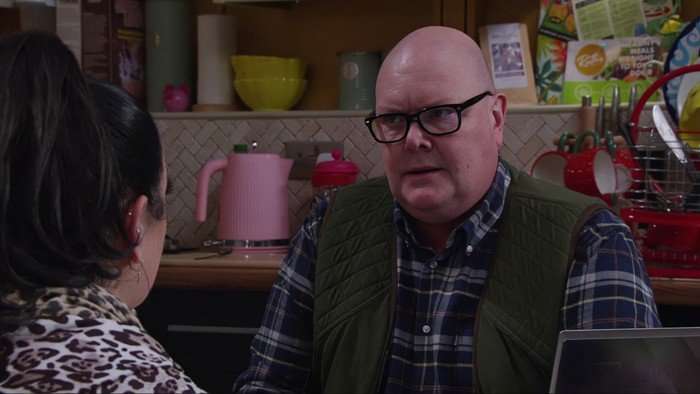 Paddy looks worried in Emmerdale