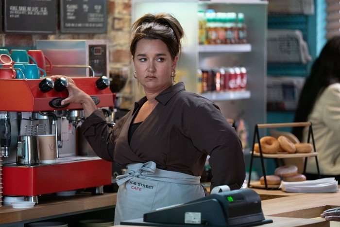 Vicki in the caff in EastEnders