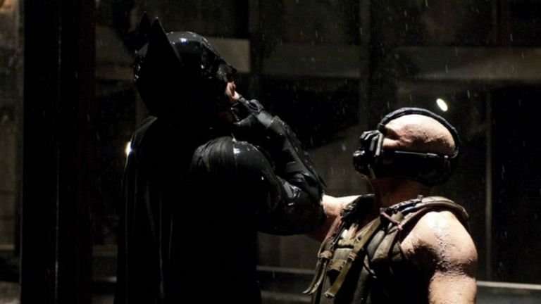 Bane fights Batman in The Dark Knight Rises