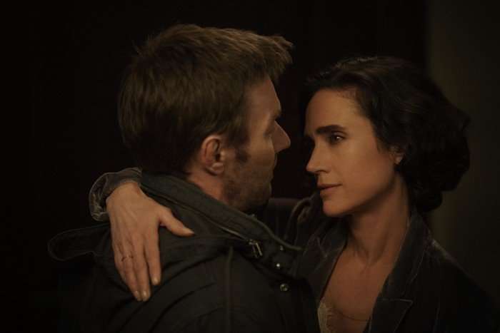 Joel Edgerton and Jennifer Connelly in Dark Matter Joel Edgerton and Jennifer Connelly in Dark Matter. They're both wearing dark clothes and are facing each other and Jennifer has her arms around Joel