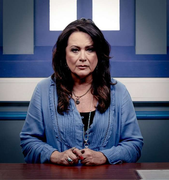 Christina sat in a police interview room in Coronation Street.