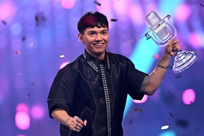 eurovision-2025-austria-winner-jj Austrian singer Johannes Pietsch, known as JJ representing Austria with the song "Wasted Love" performs after winning the grand final of the Eurovision Song Contest 2025, at the St. Jakobshalle arena in Basel on May 18, 2025.