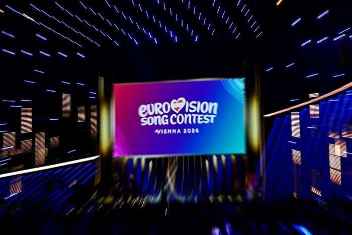 The Eurovision Song Contest logo is displayed prior to the first semi-final of the Eurovision Song Contest 2026