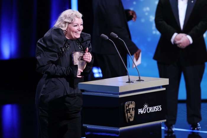 Christine Tremarco accepts the Supporting Actress Award for 'Adolescence' onstage during the 2026 BAFTA Television Awards with P&O Cruises at The Royal Festival Hall on May 10, 2026 in London, England.