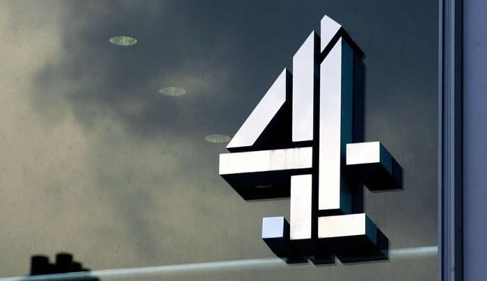 The logo of Britain's Channel 4 television station is pictured at the company's headquarters in central London.