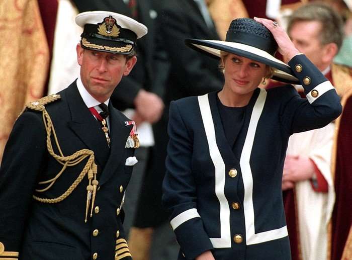 Prince Charles and his wife Princess Diana (1961 - 1997) attend the Atlantic memorial service at Liverpool Cathedral, May 1993.