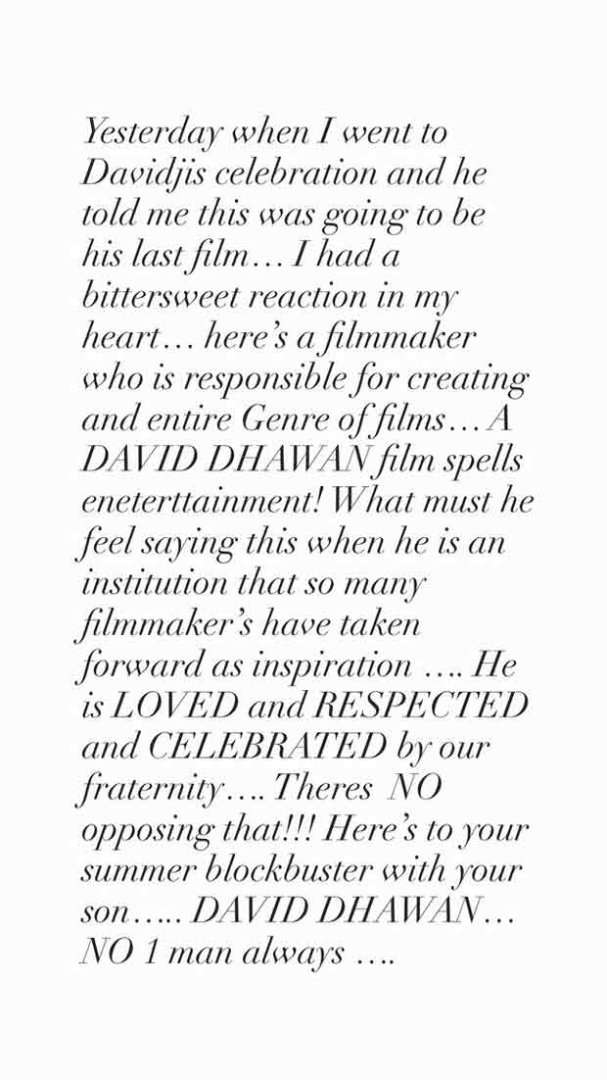 Karan Johar pens emotional note for David Dhawan after the latter confirmed to him that Hai Jawani Toh Ishq Hona Hai is his final directorial
