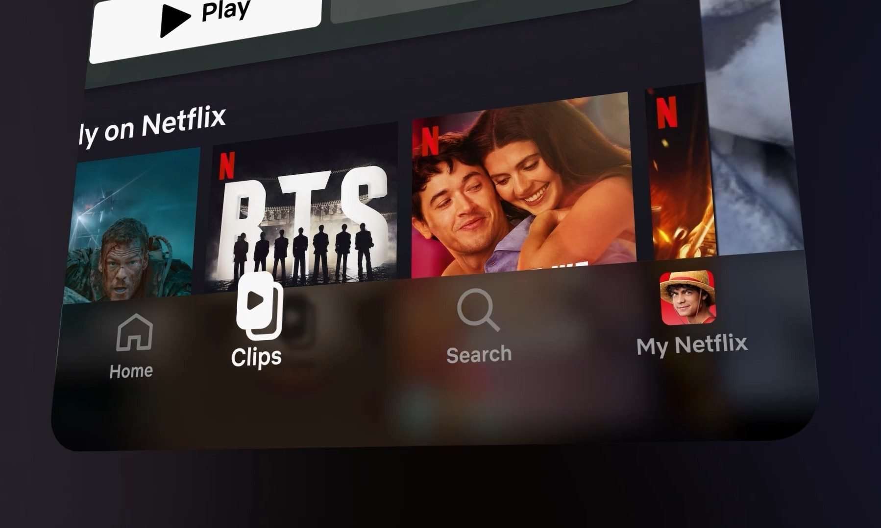 The new Netflix Clips section in the Netflix app