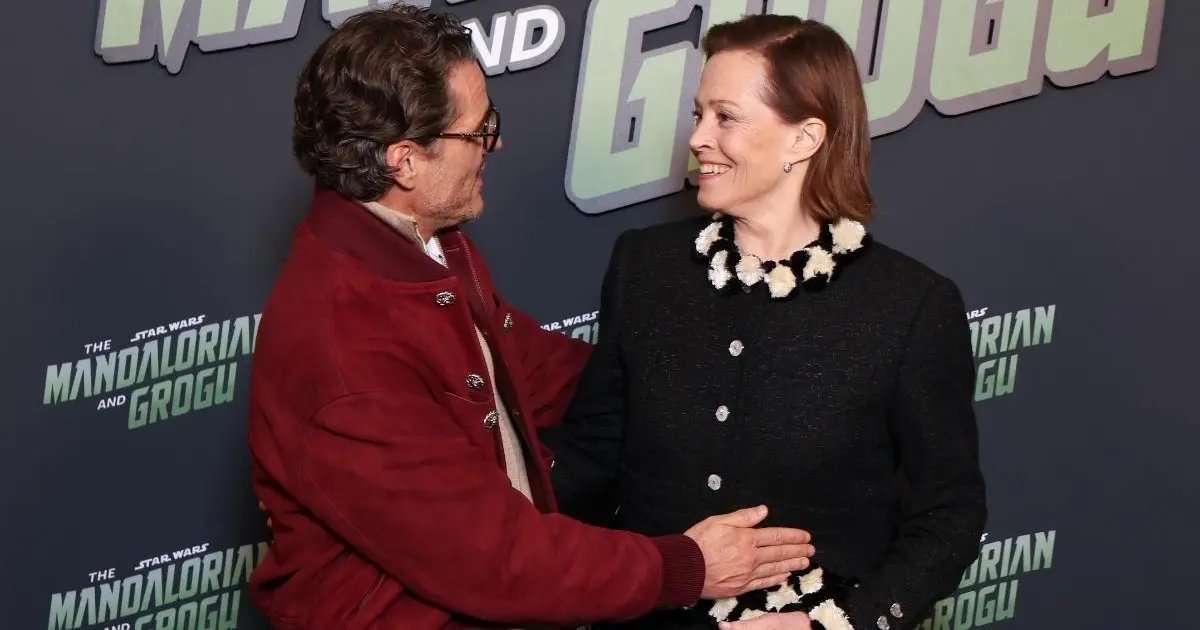 Pedro Pascal Kisses Sigourney Weaver After Stephen Colbert