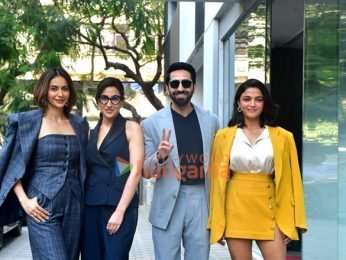 Photos: Ayushmann Khurrana, Rakul Preet Singh, Sara Ali Khan and Wamiqa Gabbi snapped promoting Pati Patni Aur Woh Do