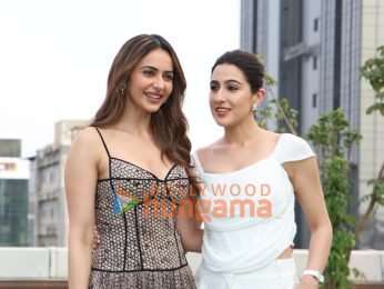 Photos: Ayushmann Khurrana, Rakul Preet Singh, Wamiqa Gabbi and Sara Ali Khan snapped promoting Pati Patni Aur Woh Do at T-Series office