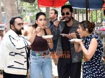 Photos: Ayushmann Khurrana, Rakul Preet Singh and Sara Ali Khan snapped promoting Pati Patni Aur Woh Do