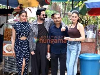 Photos: Ayushmann Khurrana, Rakul Preet Singh and Sara Ali Khan snapped promoting Pati Patni Aur Woh Do