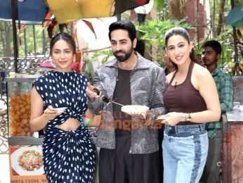 Photos: Ayushmann Khurrana, Rakul Preet Singh and Sara Ali Khan snapped promoting Pati Patni Aur Woh Do