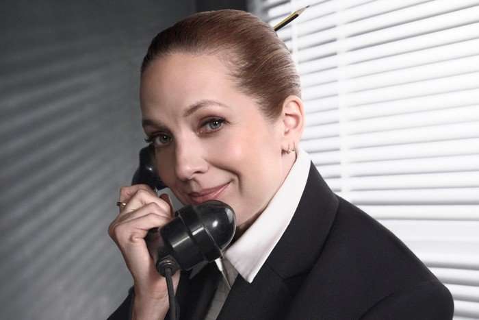 Katherine Parkinson on the phone in an image from Radio Times' BAFTA shoot.