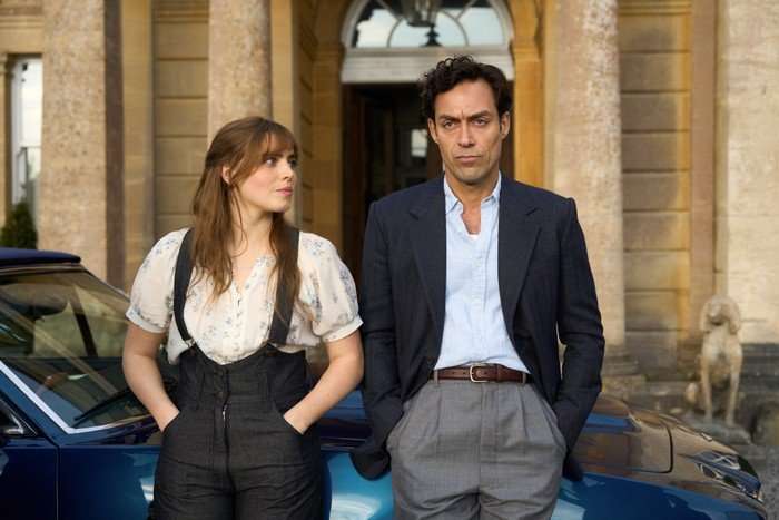 Bella Maclean and Alex Hassell in Rivals season 2.