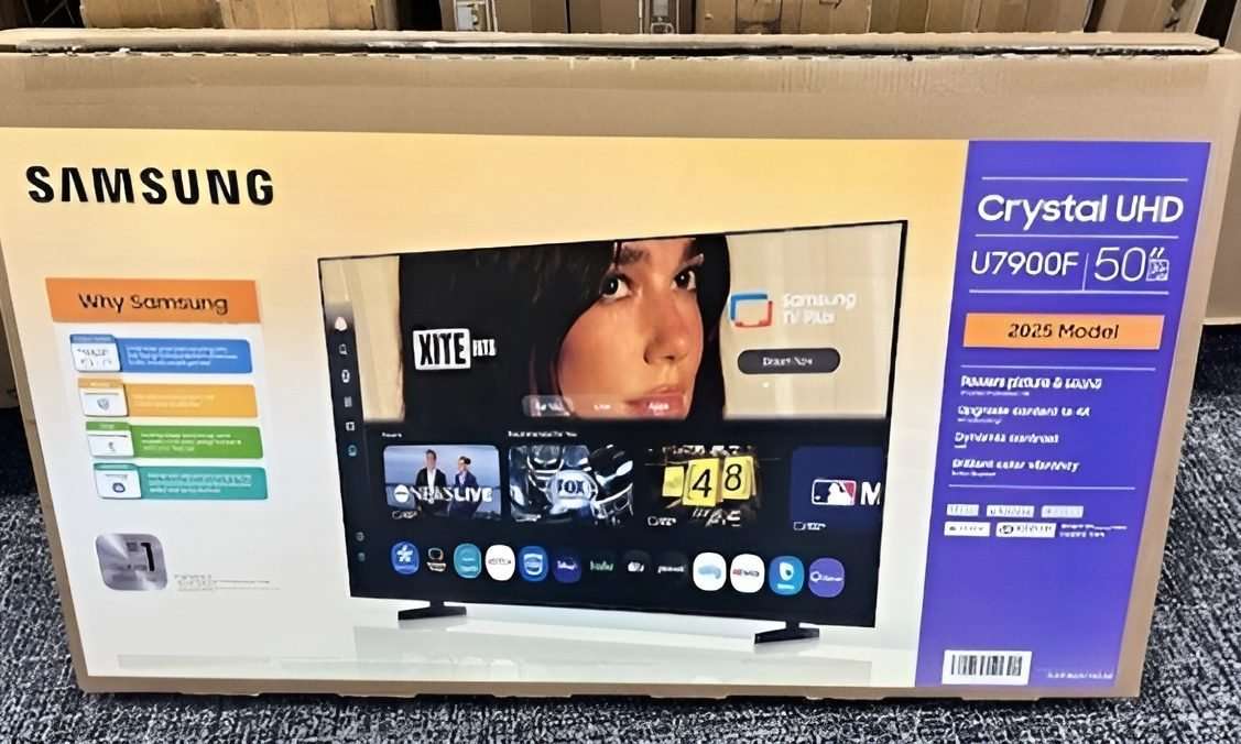 Samsung TV box with Dua Lipa's face