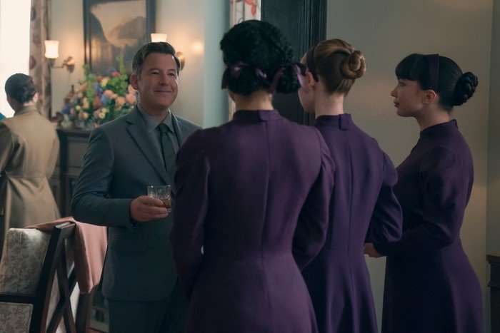 Randal Edwards, Chase Infiniti, Rowan Blanchard and Isolde Ardies in The Testaments.