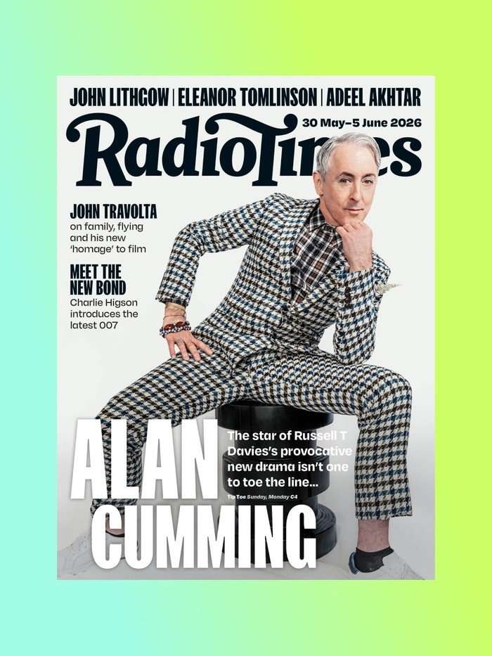 Radio Times cover featuring Alan Cumming wearing a checkered suit, sat on a stool. Radio Times cover featuring Alan Cumming wearing a checkered suit, sat on a stool.