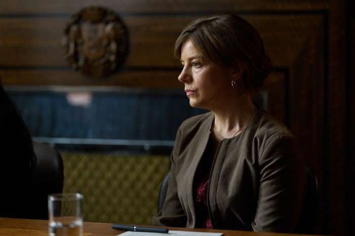 believe-me-episode-4 Aimee-Ffion Edwards AS Sarah sat in court looking ahead.