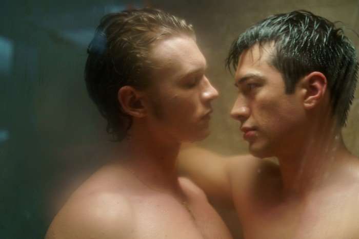 Heated Rivalry Connor Storrie as Ilya Rozanov and Hudson Williams as Shane Hollander in Heated Rivalry; they are seen here stood together in a shower