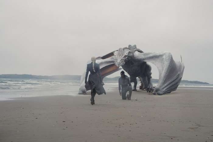 House of the Dragon Emma D'Arcy as Rhaenyra Targaryen and Clinton Liberty as Addam of Hull with Seasmoke