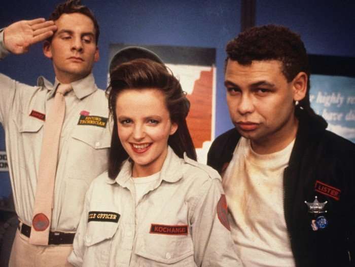 Chris Barrie as Rimmer and, Clare Grogan and Kochanski and Craig Charles as Lister in Red Dwarf