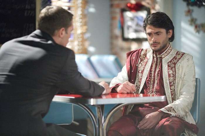 509068,Eastenders 40th Anniversary John Partridge as Christian Clarke and Marc Elliott as Syed Masood in EastEnders.