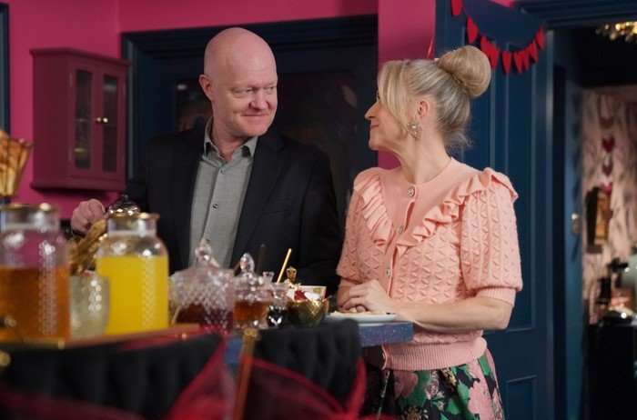 Max and Linda smile at one another in Peacock Palace in a scene from EastEnders