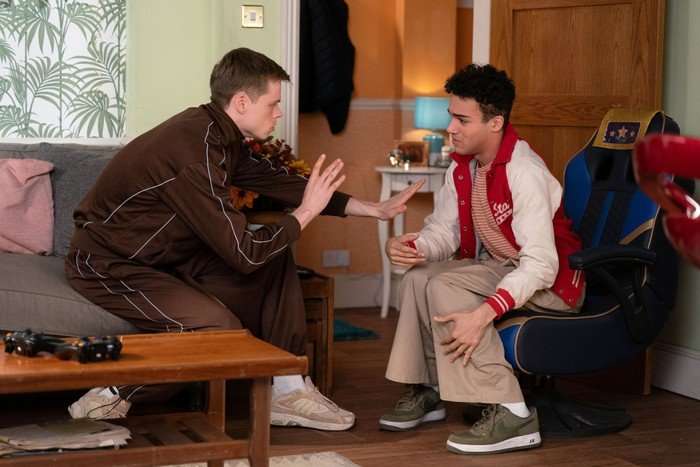 564109,TITLE:Eastenders Oscar chats to Josh in a scene from EastEnders