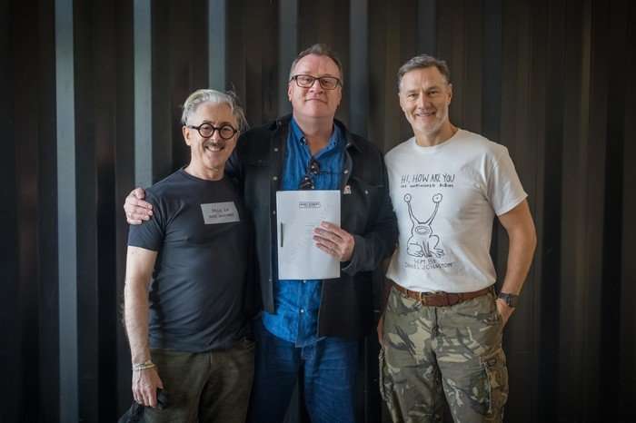 Tip Toe - Readthrough Alan Cumming and David Morrissey with writer Russell T Davies at the readthrough of Tip Toe.
