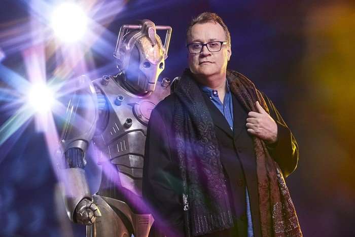 Week 16 Doctor Who Russell T Davies stood by a Cyberman